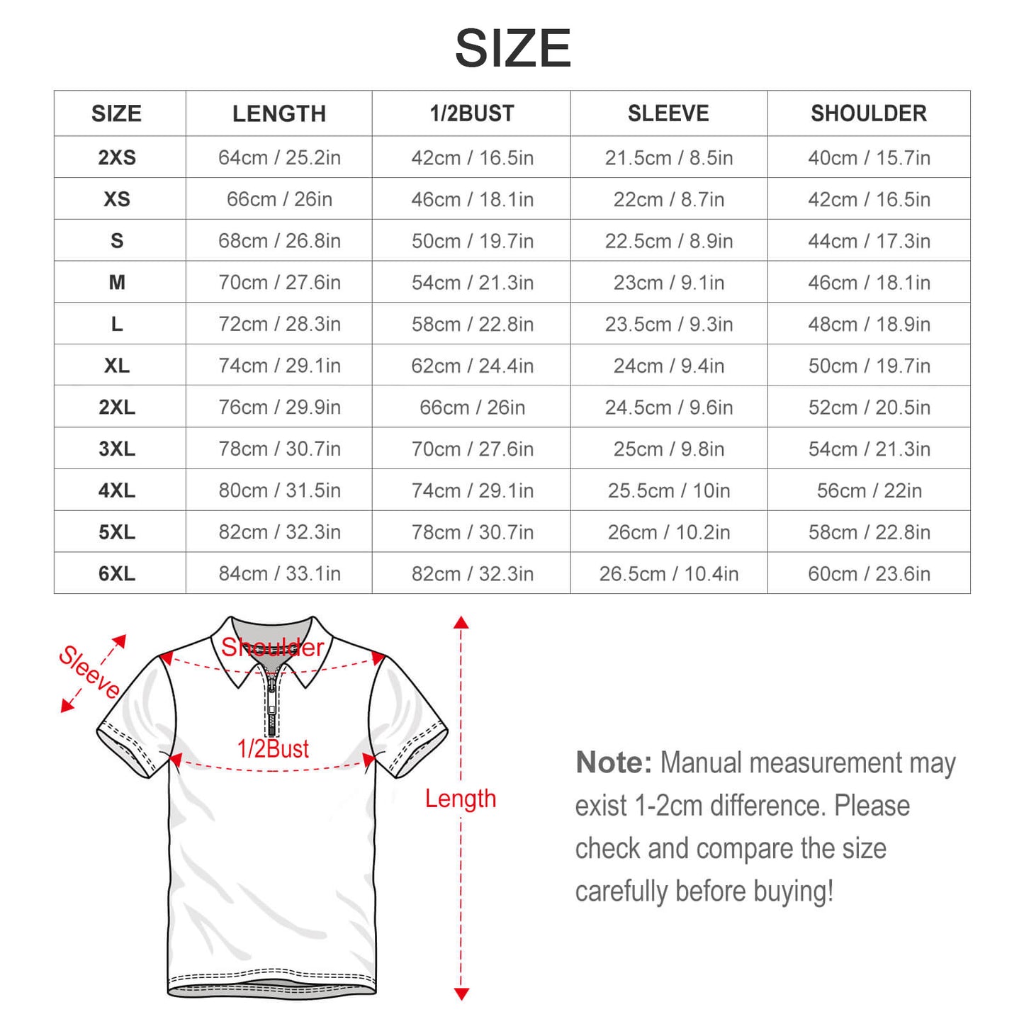 Cotton Zip Short Sleeve POLO Shirt for Men