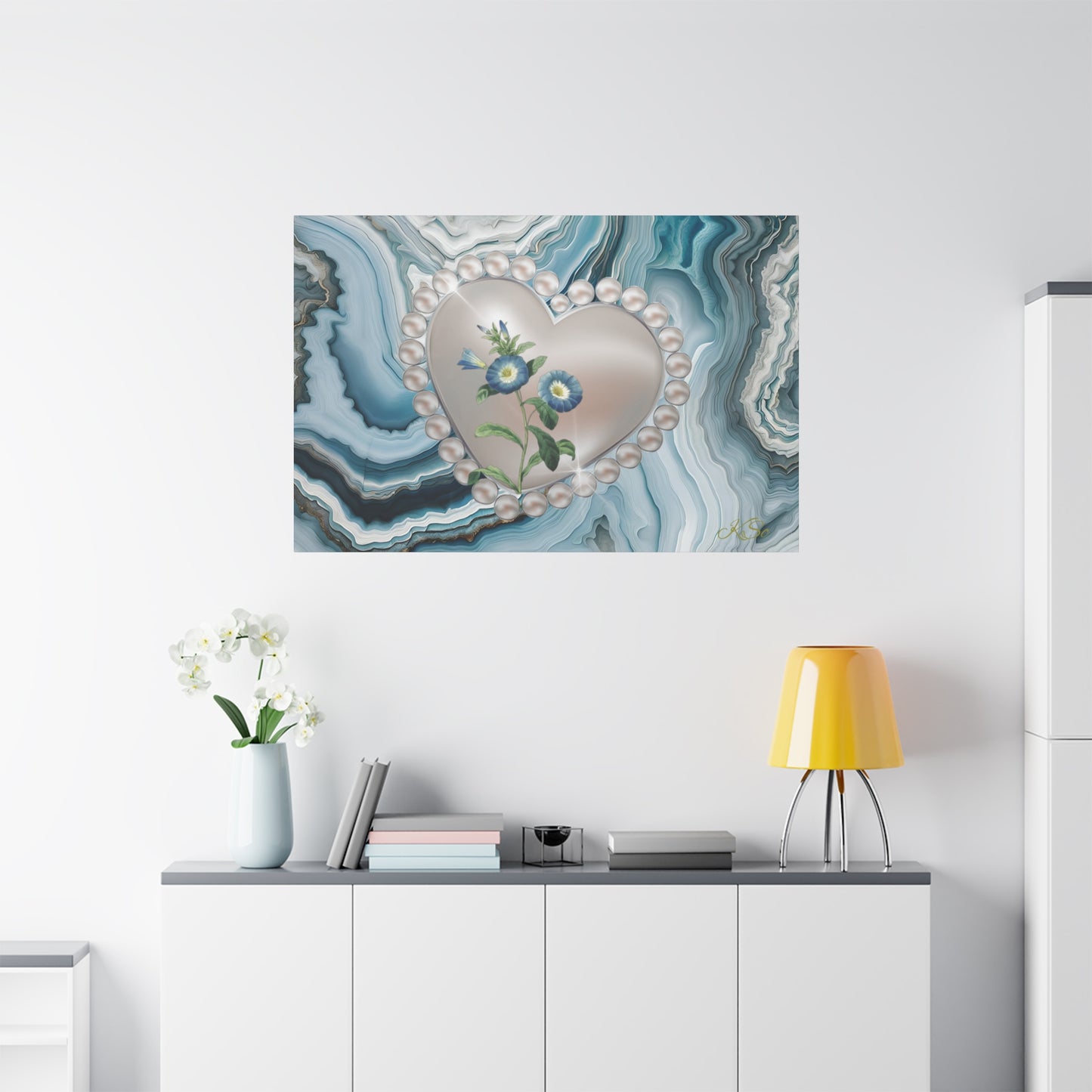 Elegant Floral Heart Canvas Wall Art, Modern Home Decor, Gift for Her