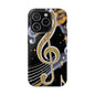 Music Notes Magnetic Impact-Resistant Phone Case — Gold Treble Clef Design