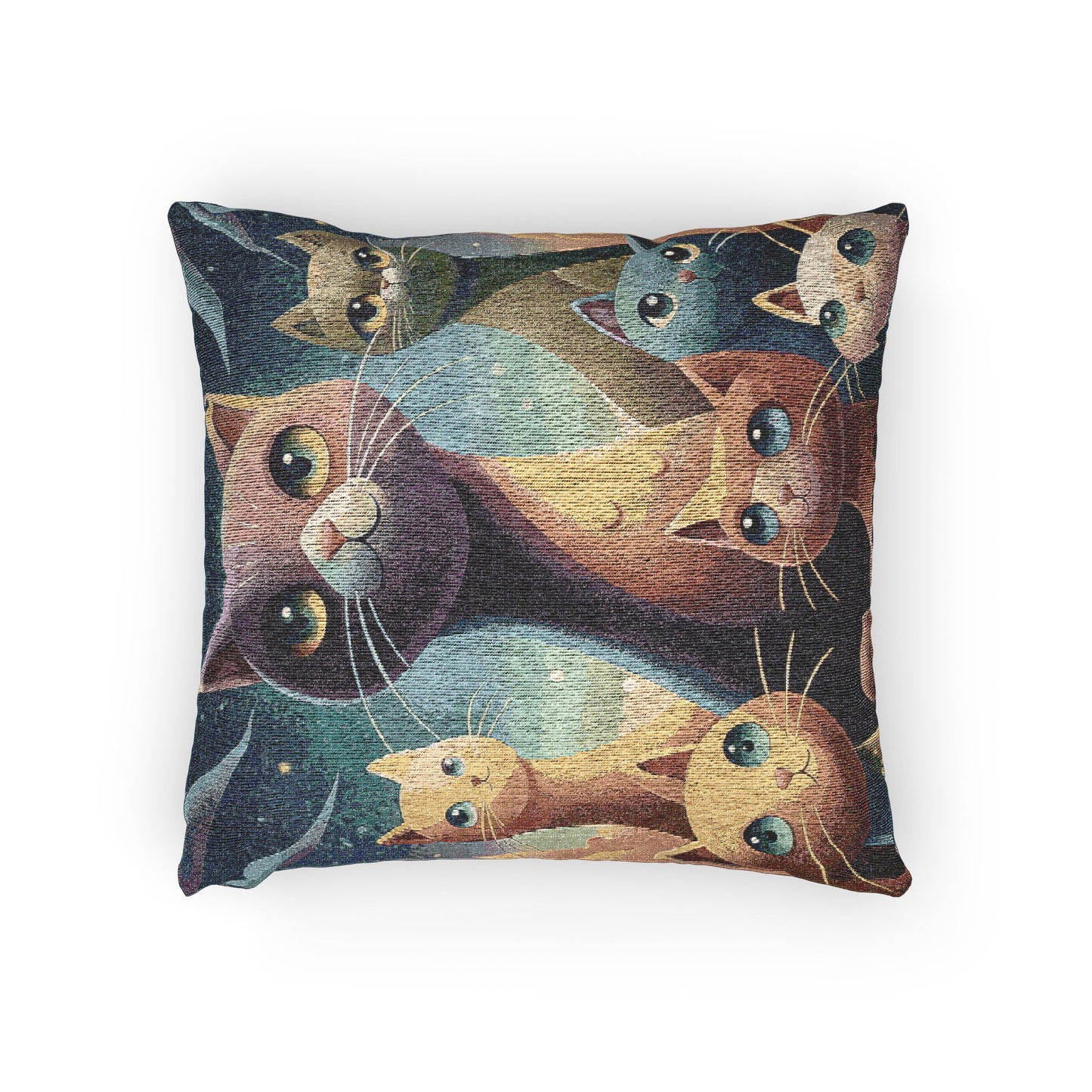 Whimsical Cat Woven Pillow - Cozy Cat Lover's Decor, Gift for Pet Owners, Home Accents, Unique Living Room Decor, Cat Themed Gift