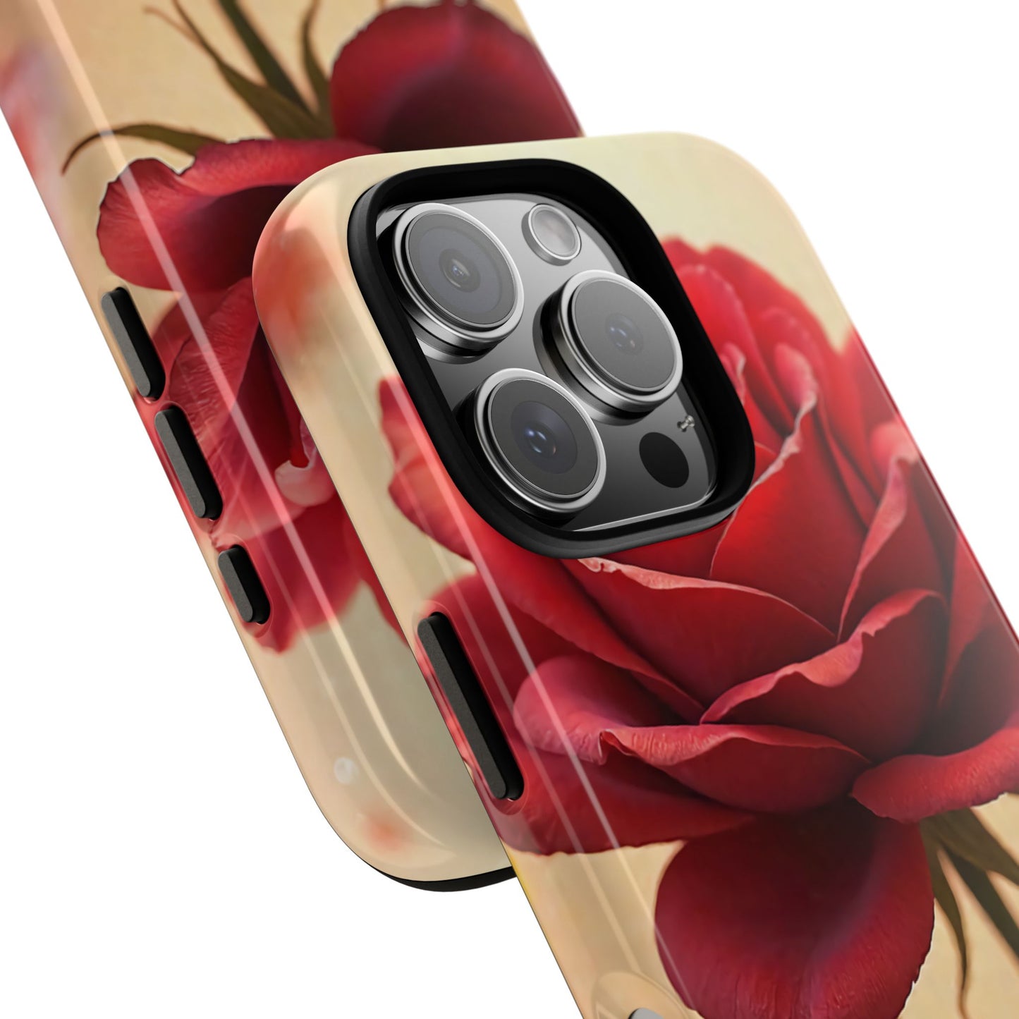 Floral Phone Case with Red Rose Design, Tough Phone Cover, Flower Print, Gift for Her, Stylish Accessory, Floral Aesthetic