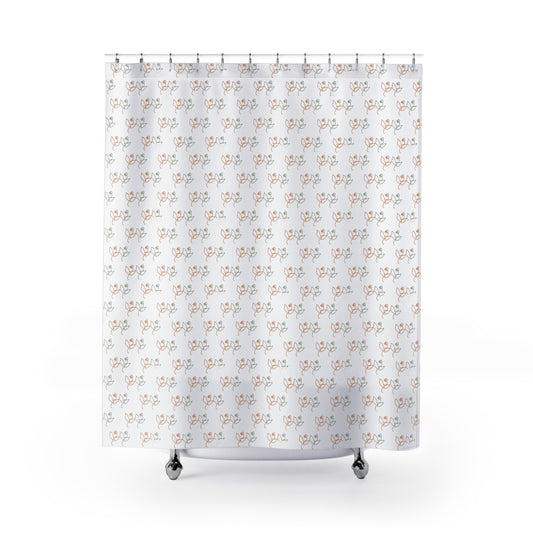 Elegant Floral Shower Curtain, Boho Bathroom Decor, Botanical Print, Gifts for Home, Modern Bathroom Accessories
