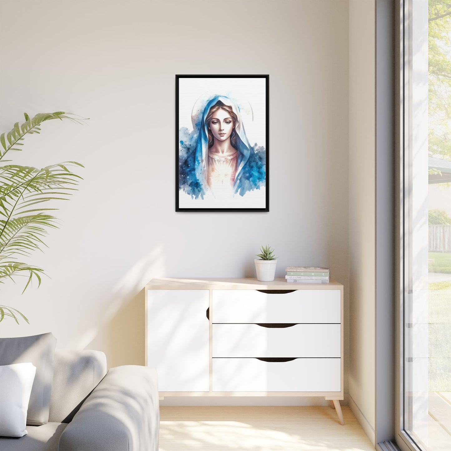 Framed Canvas Art Print, Spiritual Decor, Religious Artwork, Wall Decor, Gift for Faith, Elegant Home Decoration