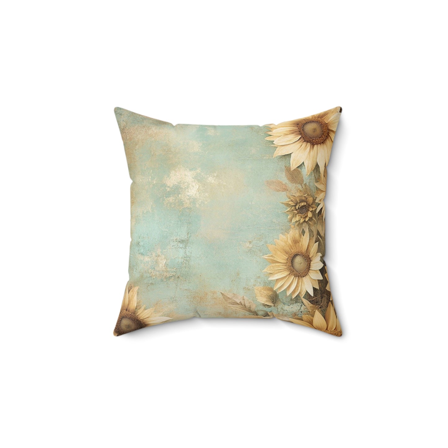 Sunflower Print Square Pillow, Floral Home Decor, Cozy Throw Cushion, Rustic Room Accent, Gift for Her, Summer Vibes
