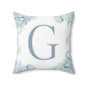 Monogram 'G' Floral Square Pillow – Blue Watercolor Initial Throw Pillow