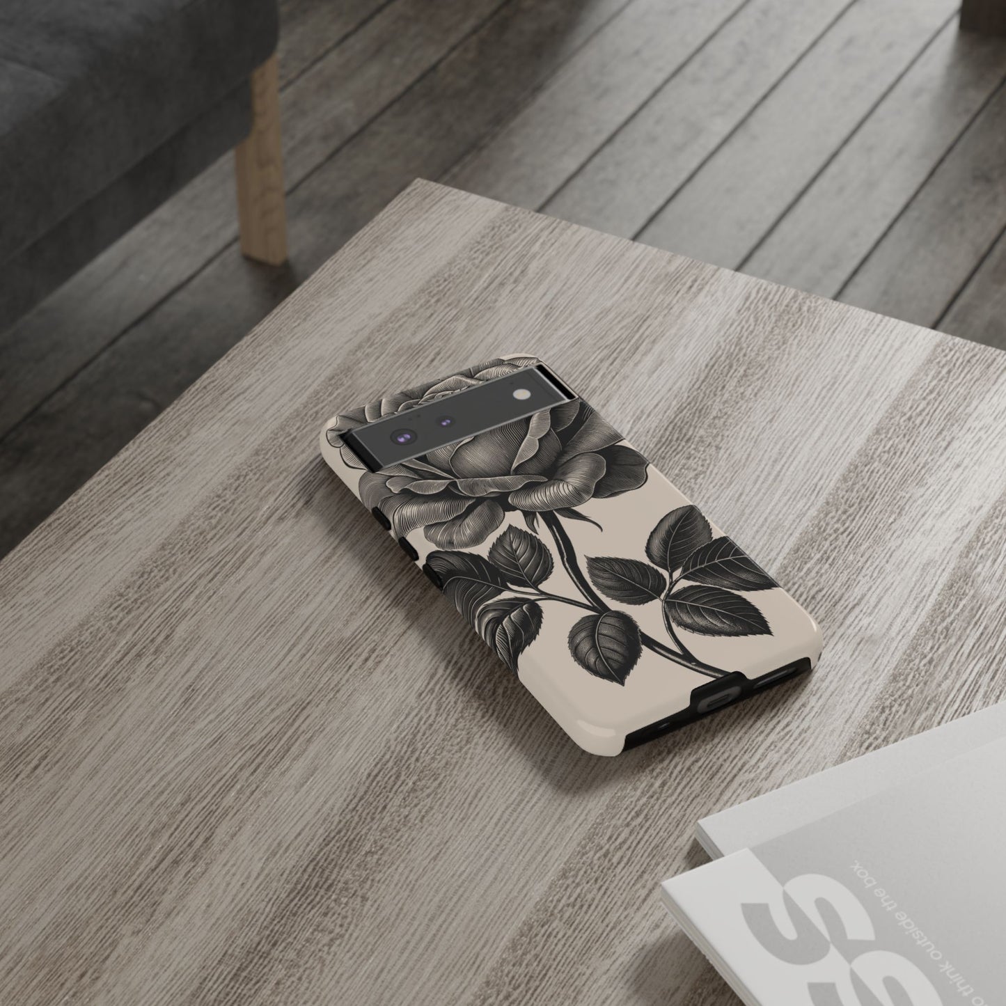 Black Rose Phone Case, Tough Cases with Floral Design, Elegant Tech Accessory, Gift for Flower Lovers, Stylish Protection