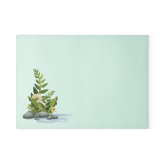 Floral Glass Cutting Board, Kitchen Decor, Gift for Chefs, Housewarming, Food Prep Board, Elegant Serving Tray