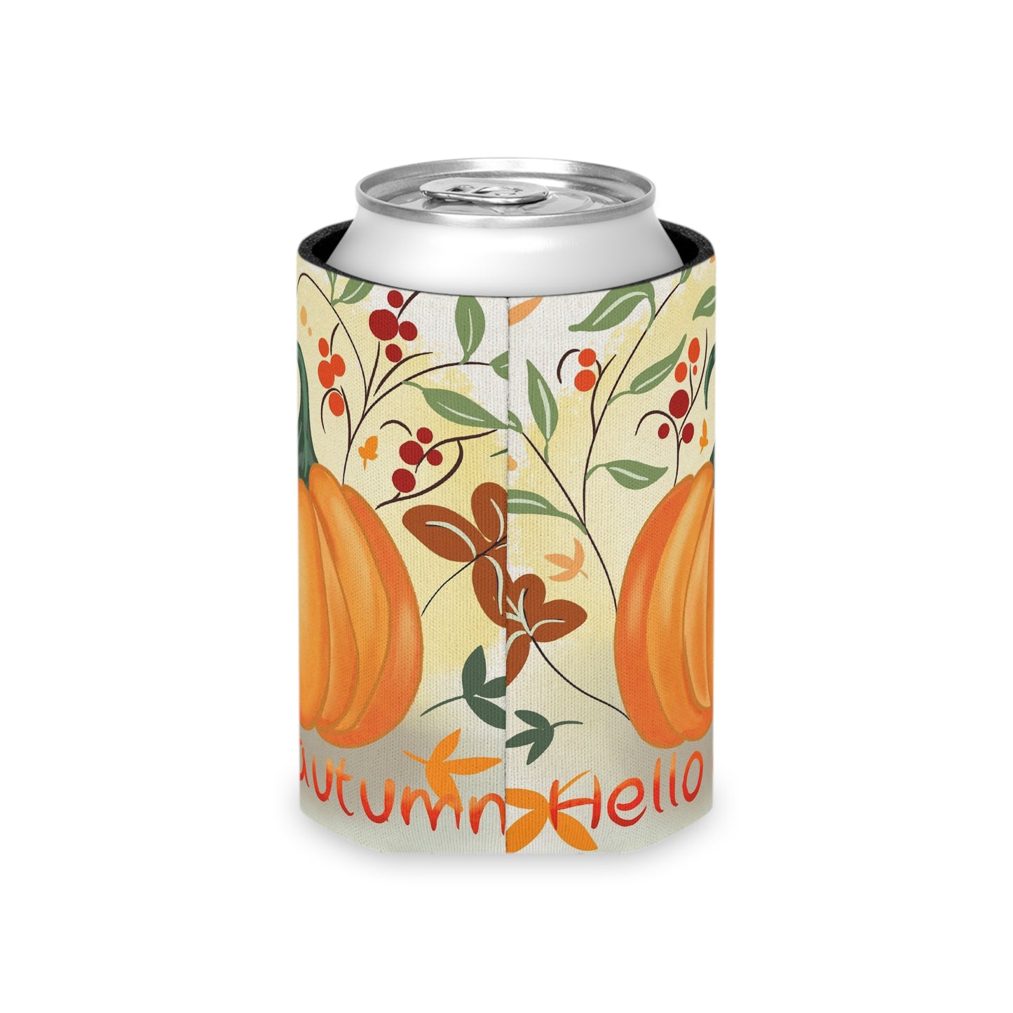 Autumn Pumpkin Can Cooler - Hello Autumn Insulated Beverage Holder, Fall Party, Thanksgiving Gift, Outdoor Events, Seasonal Decoration
