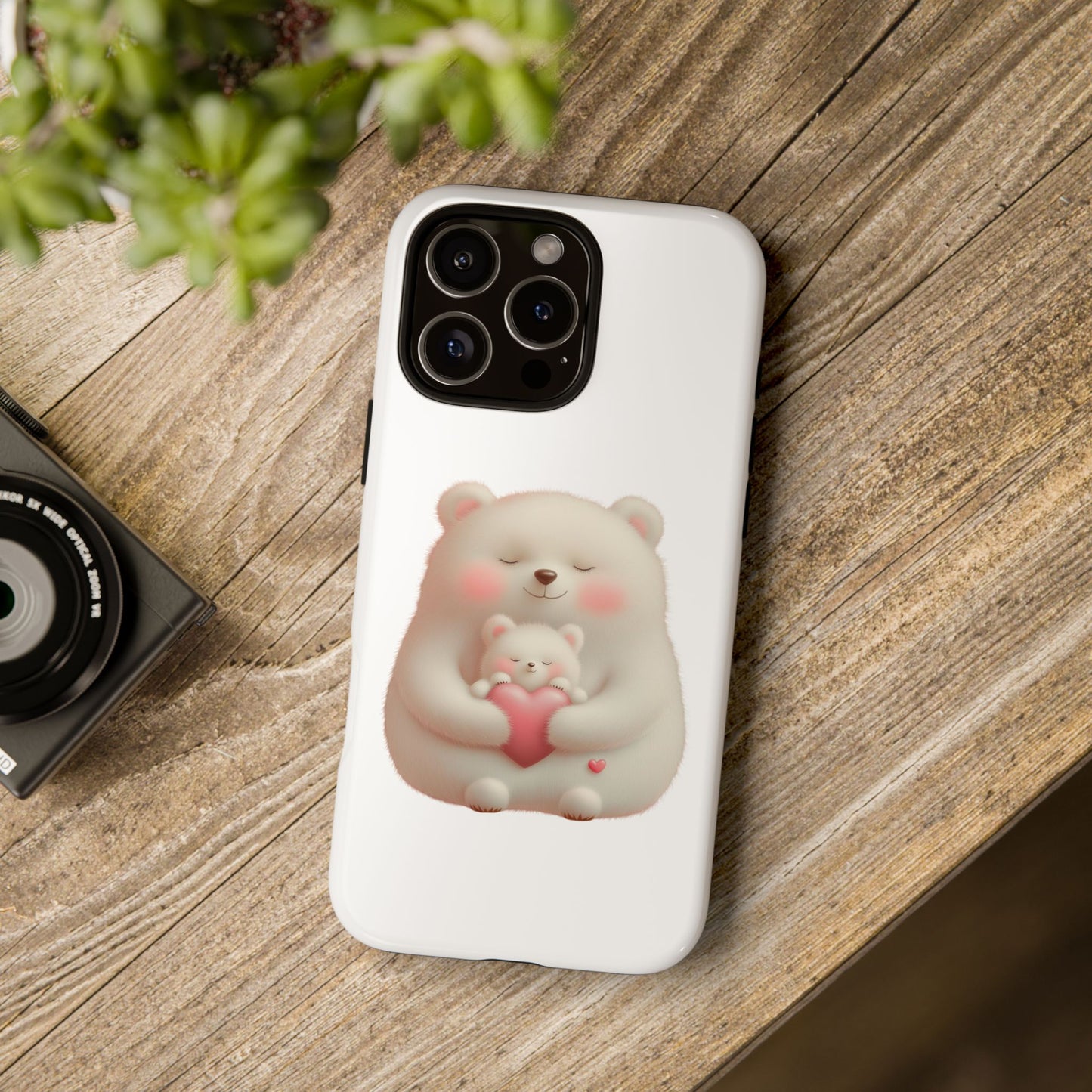 Cute Bear Phone Case, Tough Cases, Animal Lover Gift, Kids Accessories, Mother’s Day, Heartwarming Design