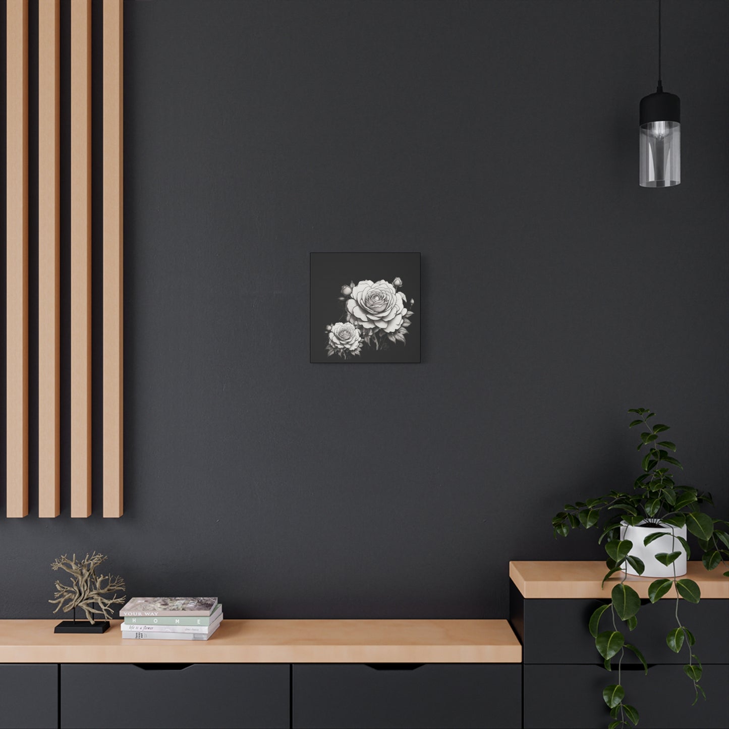 Monochrome Rose Canvas Print — Black & White Floral Wall Art