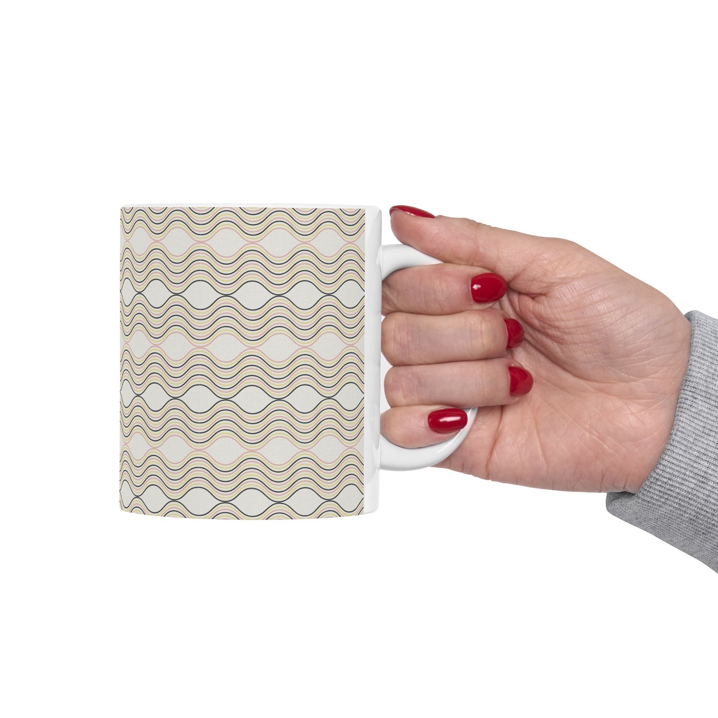 Wave Pattern Ceramic Mug - Cozy Coffee Cup, Unique Gift for Tea Lovers, Home Decor, Housewarming, Birthday, Holiday