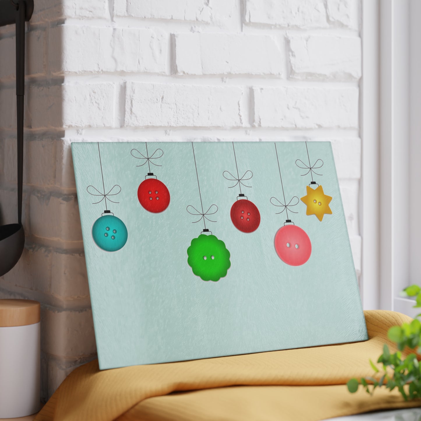 Holiday Ornament Glass Cutting Board, Christmas Gift, Kitchen Decor, Festive Cooking, Holiday Baking, Unique Housewarming