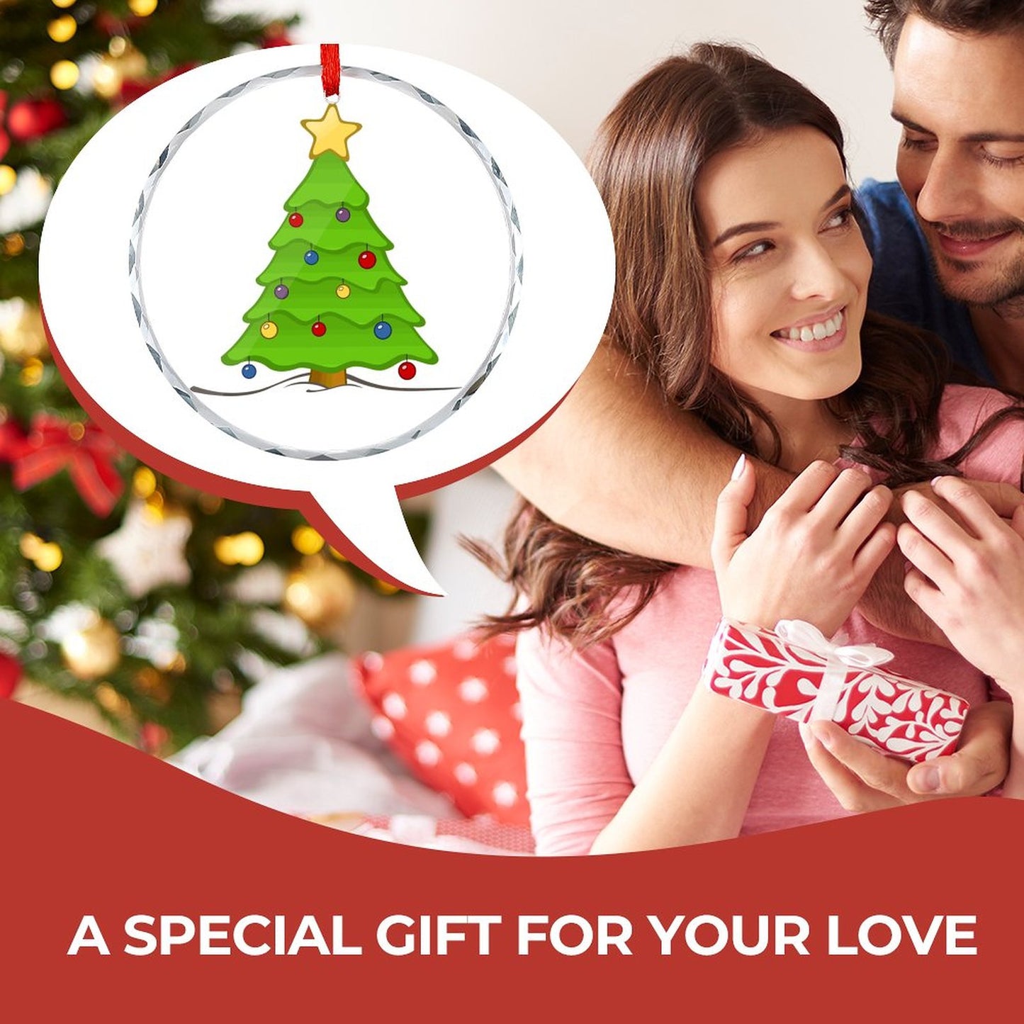 Glass Circular Ornament Pendant -Christmas Tree