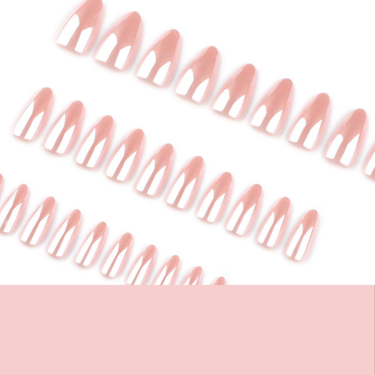Simple bare powder solid color coating flash almond press-on nails – Image 4