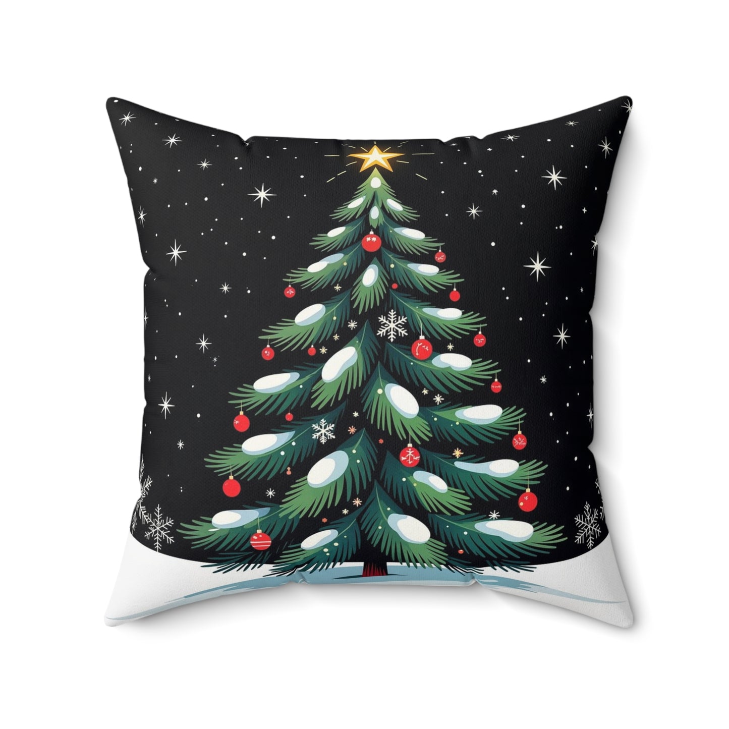 Christmas Tree Throw Pillow — Festive Star-Topped Holiday Decor