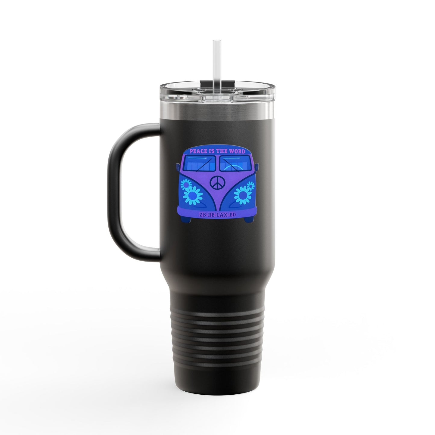 Peaceful Vibes Insulated Travel Mug | 40oz Cooler, Eco-Friendly Drinkware, Unique Gift for Travelers, Road Trip Essential, Custom Cup