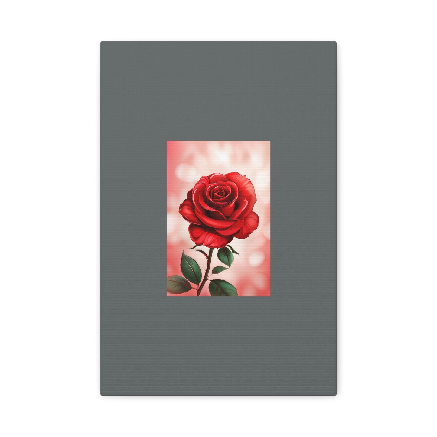 Red Rose Vertical Matte Canvas Print — Romantic Floral Wall Art