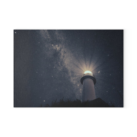 Lighthouse Glass Cutting Board - Unique Kitchen Decor, Gift for Home Cooks, Coastal Theme, Wedding Present, Nautical Kitchen Gift