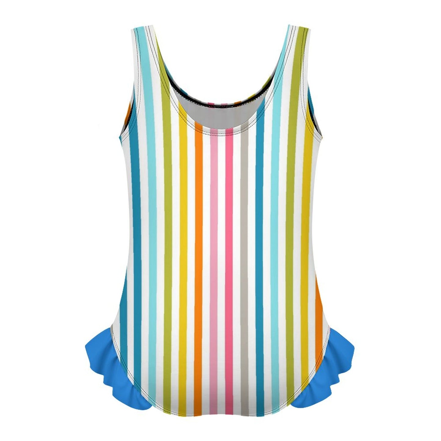 Girls Ruffle Trim One Piece Swimwear Rainbow