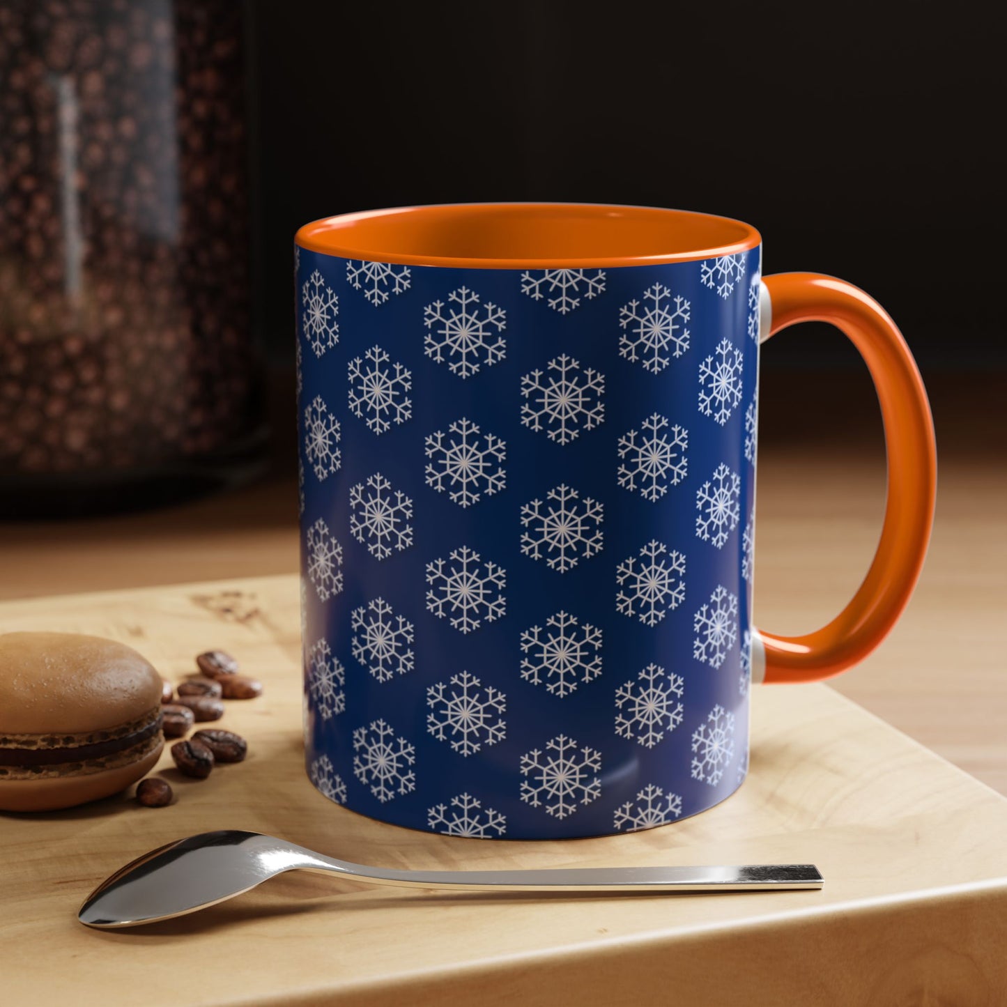 Blue Snowflake Accent Coffee Mug for Winter, Holiday Gift, Cozy Drinkware, Festive Kitchen Decor, Mug for Coffee Lovers, Tea Time Essential