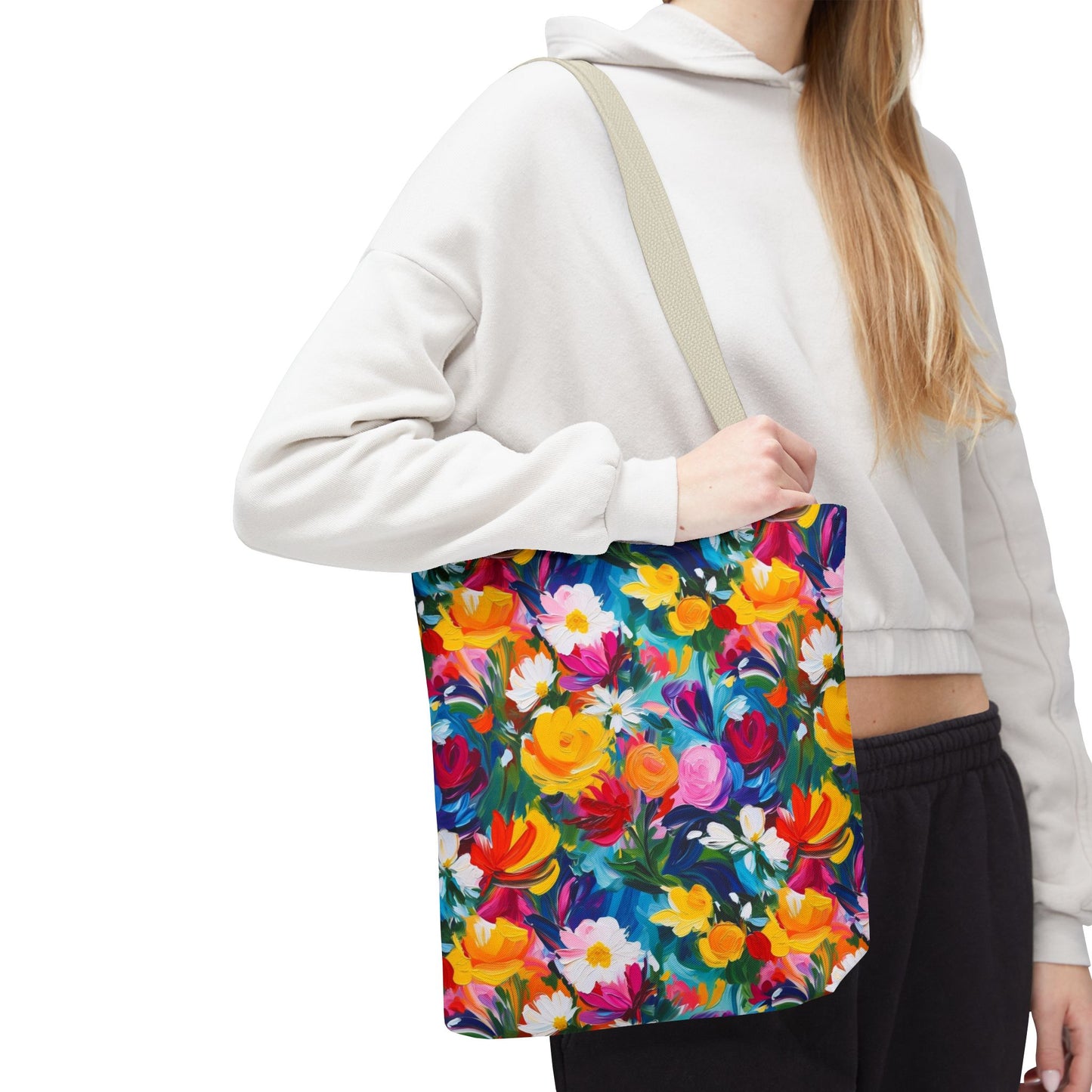 Colorful Floral Tote Bag — Vibrant All-Over Print Shopper