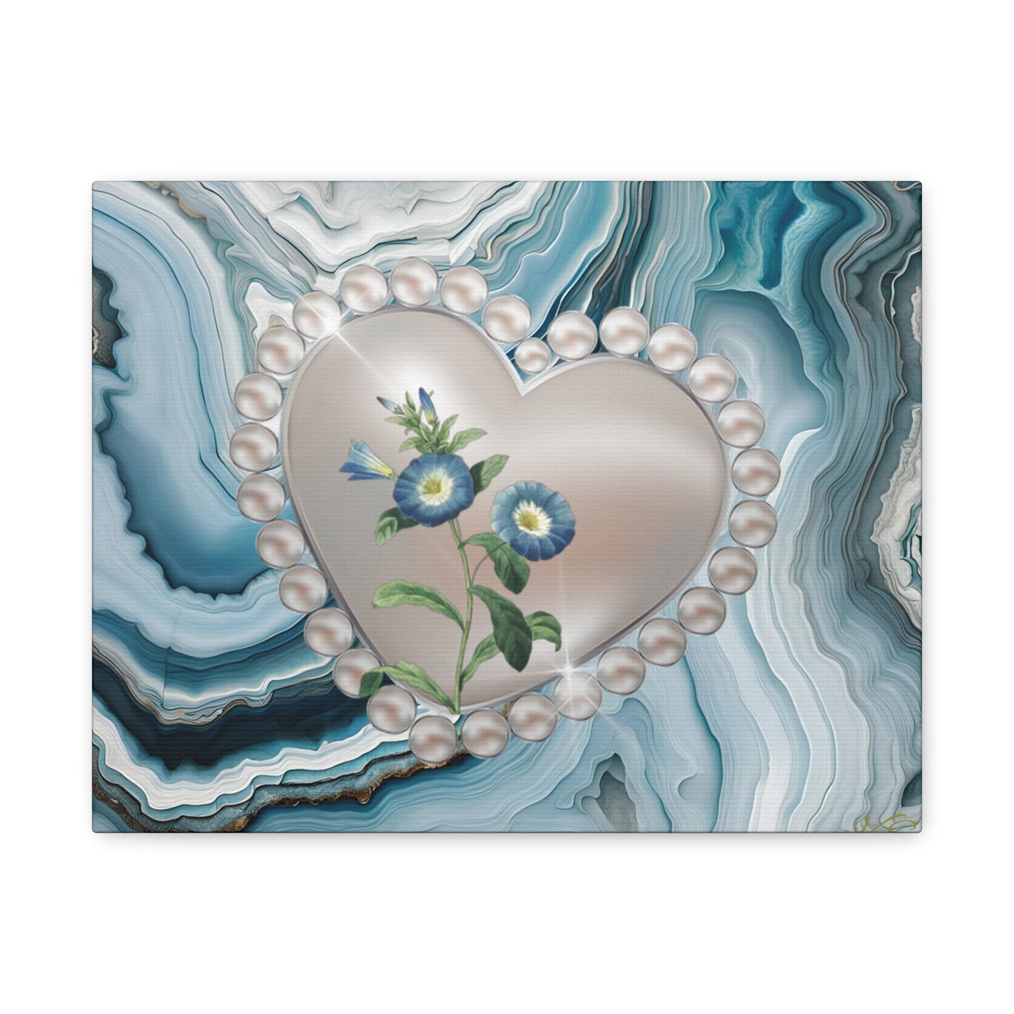 Elegant Floral Heart Canvas Wall Art, Modern Home Decor, Gift for Her