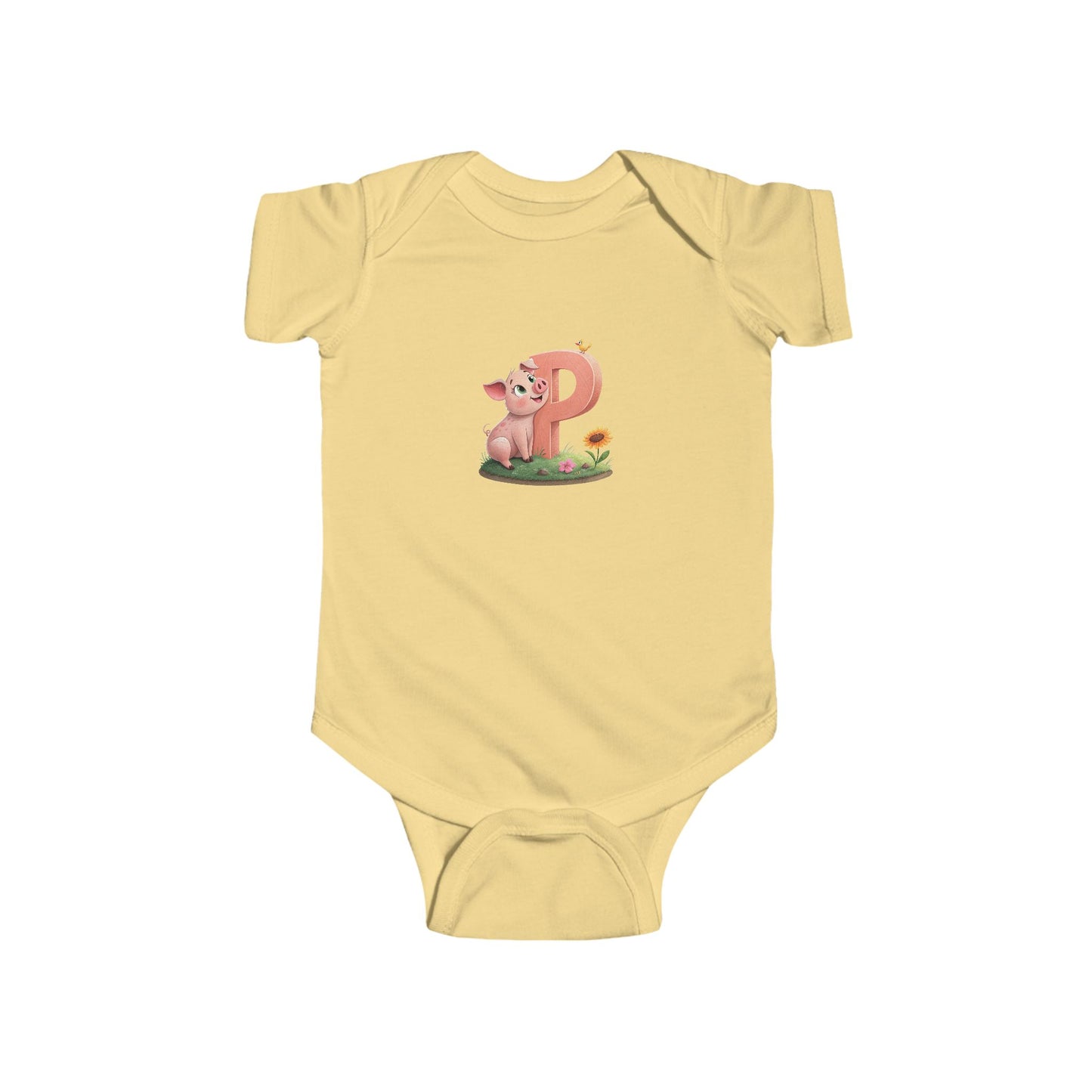 Cute Pig Initial Baby Bodysuit, Personalized Infant Outfit, Baby Shower Gift, Toddler Clothes, Newborn Apparel, Fun Birthday Gift