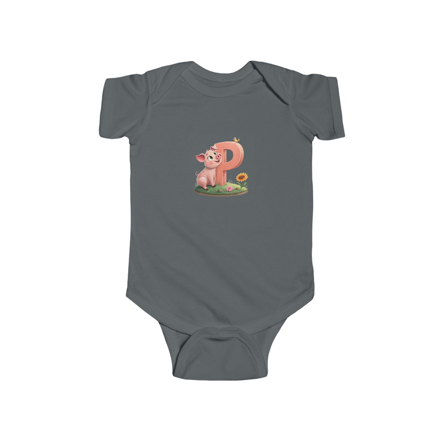 Cute Pig Initial Baby Bodysuit, Personalized Infant Outfit, Baby Shower Gift, Toddler Clothes, Newborn Apparel, Fun Birthday Gift