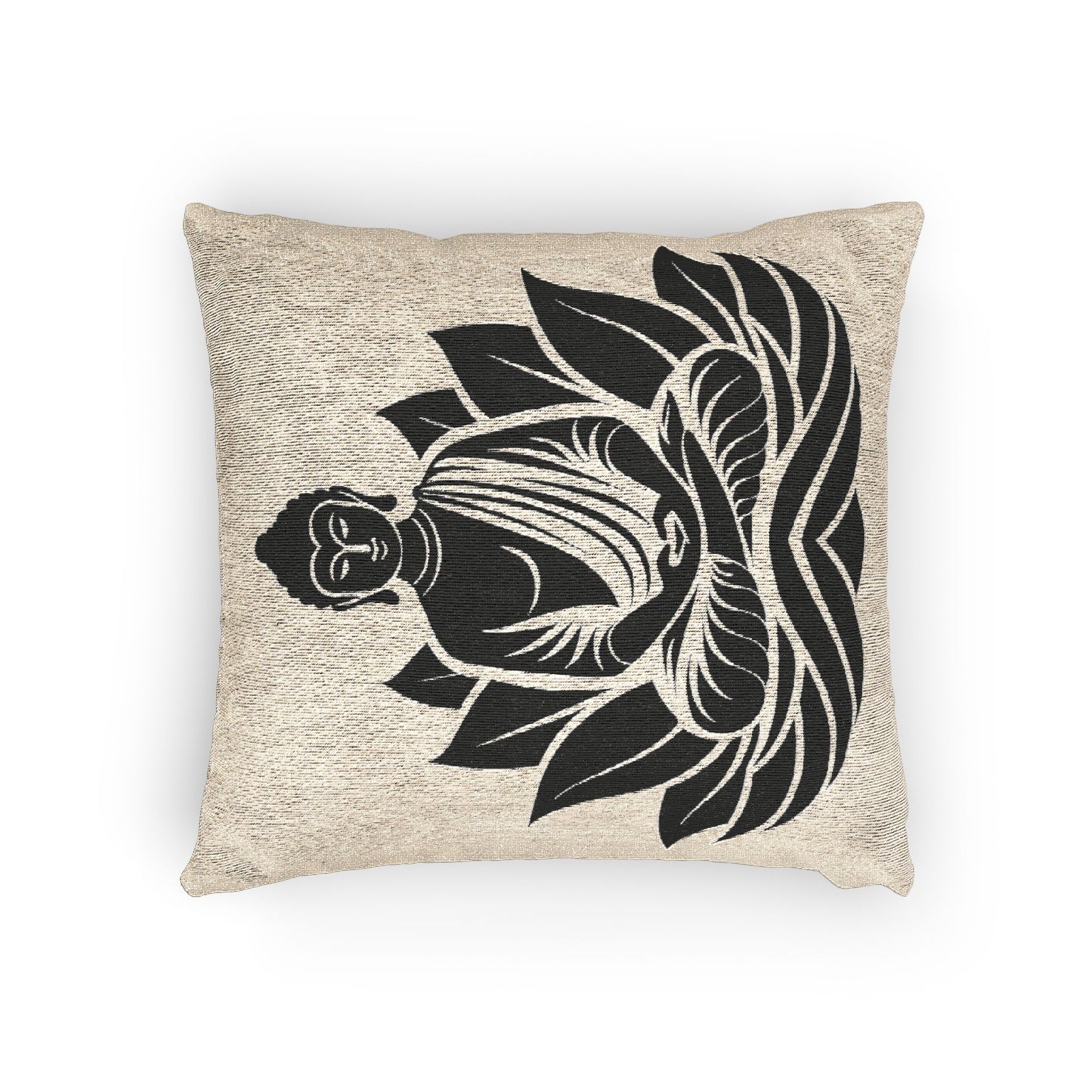 Meditation Buddha Woven Pillow | Yoga Decor, Mindfulness Gift, Boho Home Accent, Zen Room Decoration, Spiritual Homeware