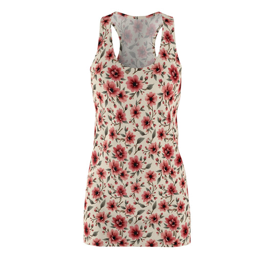 Floral Racerback Dress, Summer Dress, Beachwear, Vacation Outfit, Floral Print Dress, Casual Sundress