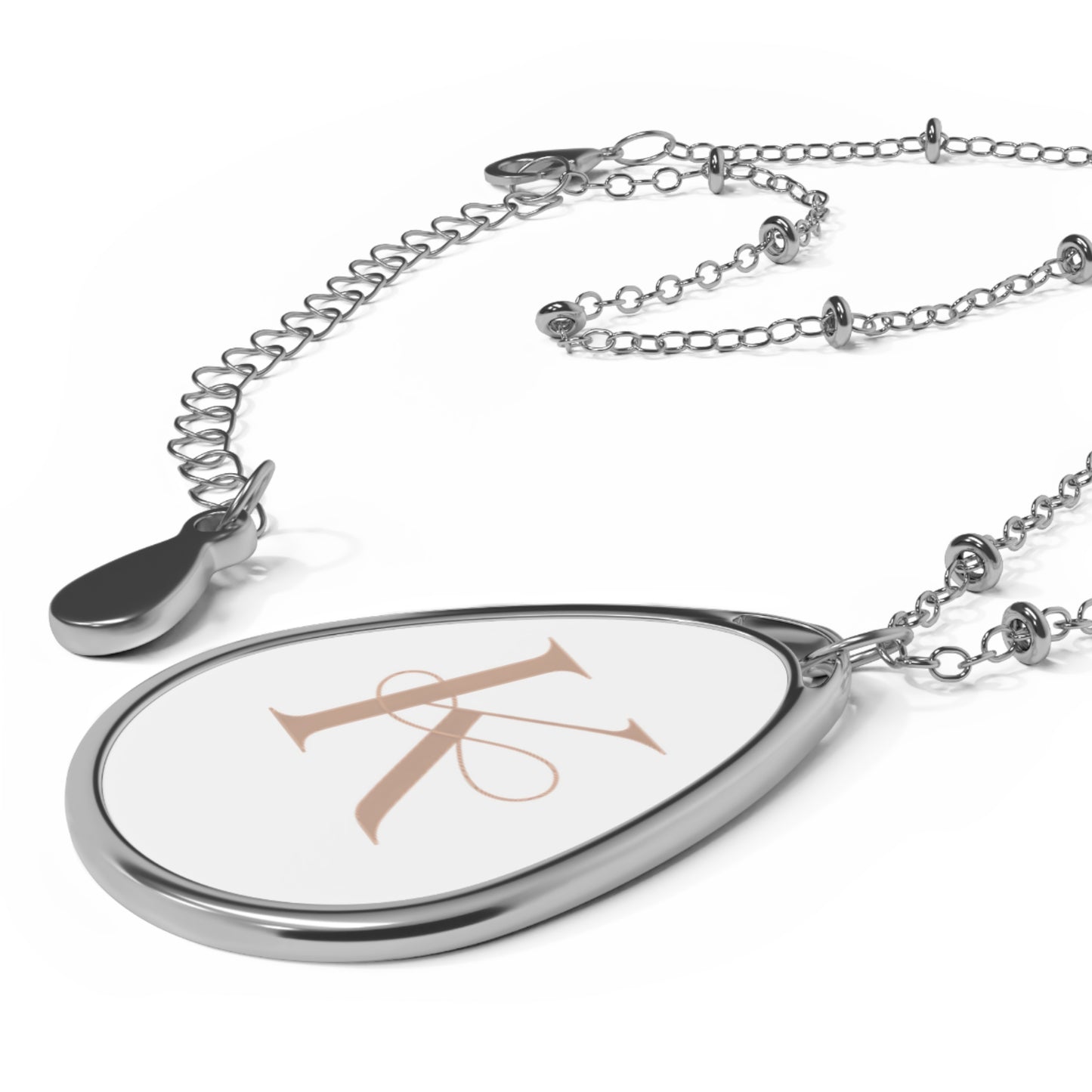 Personalized Oval Necklace, "K" Custom Initial Jewelry, Dainty Name Pendant