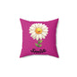 Cheerful Flower Throw Pillow, Smile Decor for Home, Positive Vibe Cushion, Gift for Her, Spring Decoration