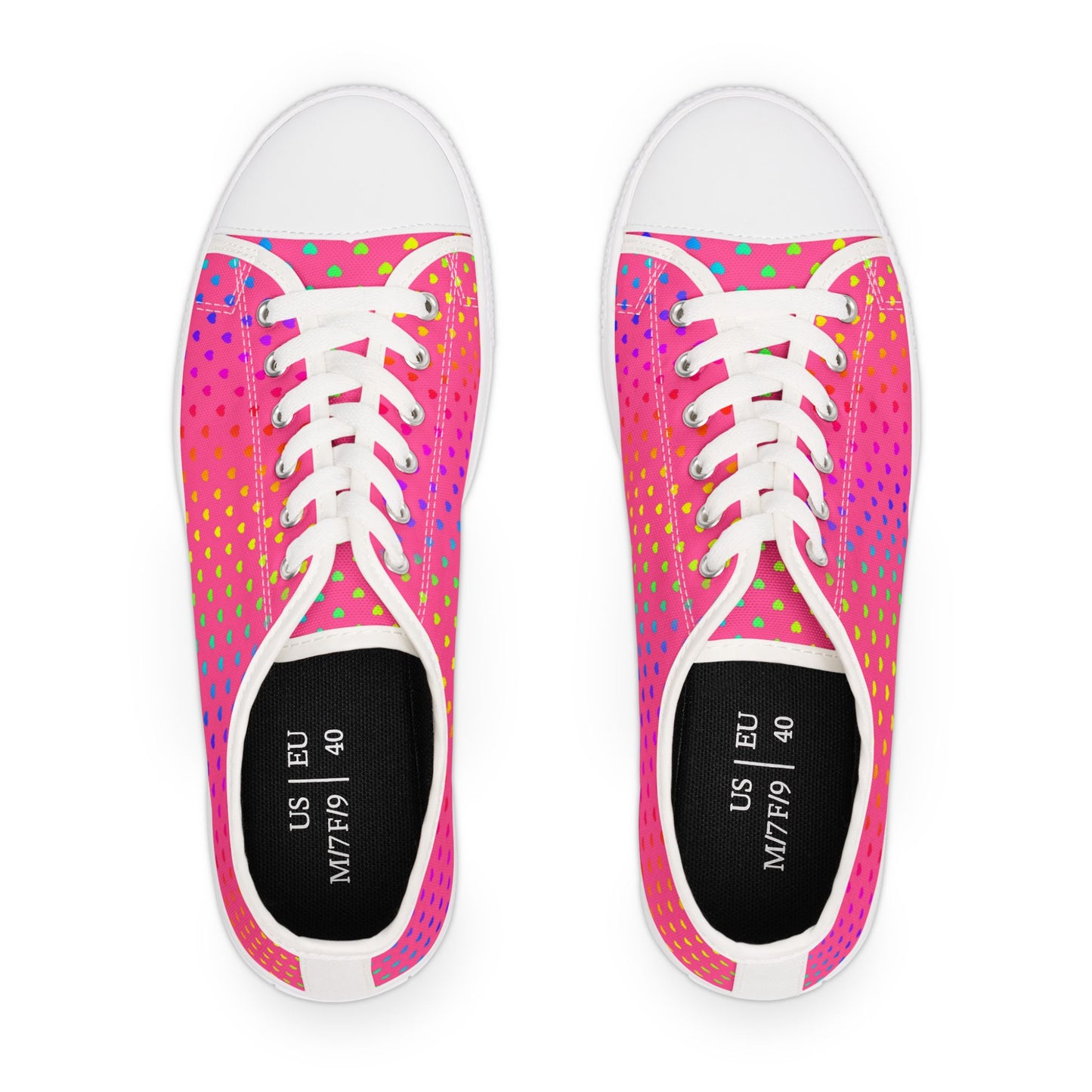 Low Top Sneakers — Pink Gradient Polka Dot Casual Shoes for Women