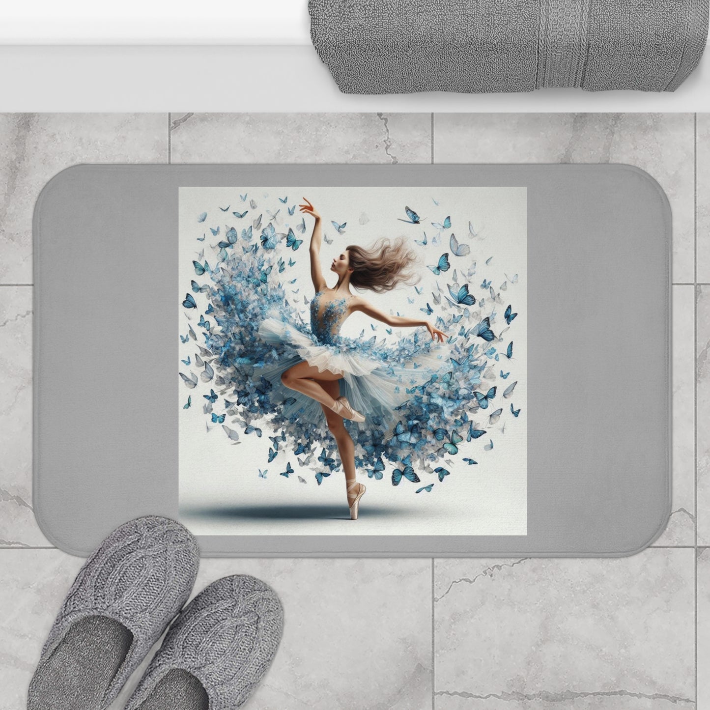 Elegant Ballerina Bath Mat, Dance Decor, Floral Home Accessory, Unique Bathroom Gift, Spa Vibes, Dance Lover's Gift