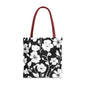 Elegant Floral Tote Bag, Black and White Tote, Eco-Friendly Shopping Bag