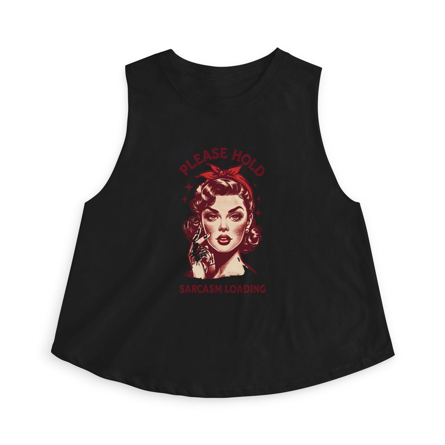 Women's Crop Top — 'Please Hold, Sarcasm Loading' Retro Pin-Up Tank