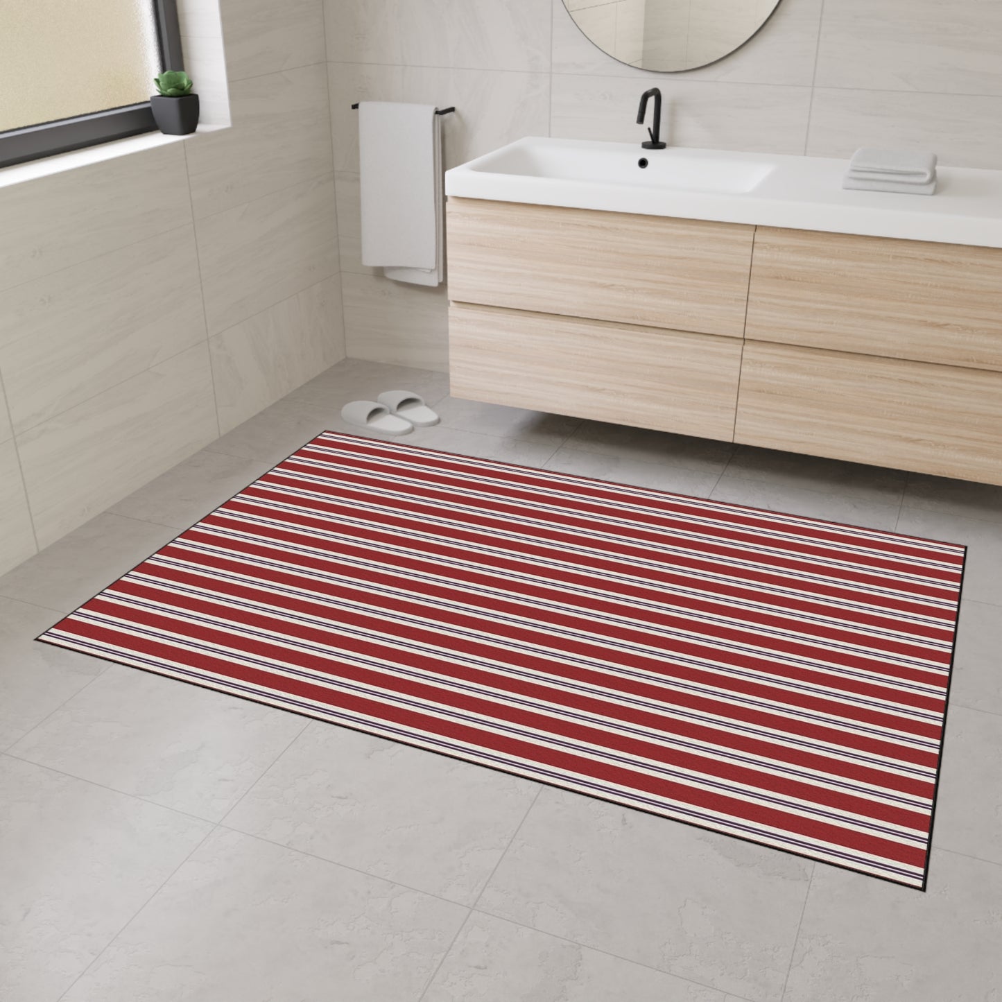 Striped Heavy Duty Floor Mat - Red & White Outdoor/Entry Rug