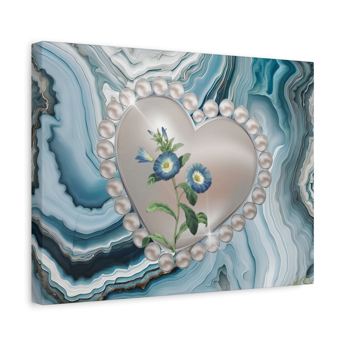 Elegant Floral Heart Canvas Wall Art, Modern Home Decor, Gift for Her
