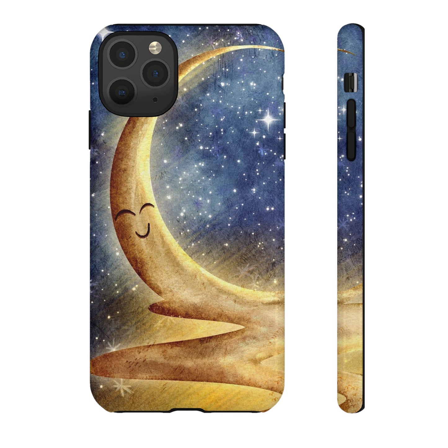 Moonlit Smile Phone Case — Starry Night Crescent Moon iPhone Cover