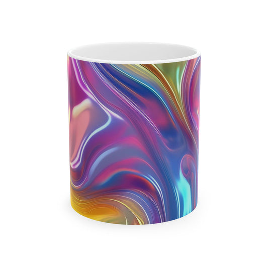 Vibrant Swirl Ceramic Mug, Colorful Coffee Cup, Abstract Art Tea Mug, Unique Gift for Art Lovers, Rainbow Drinkware, Modern Home Decor