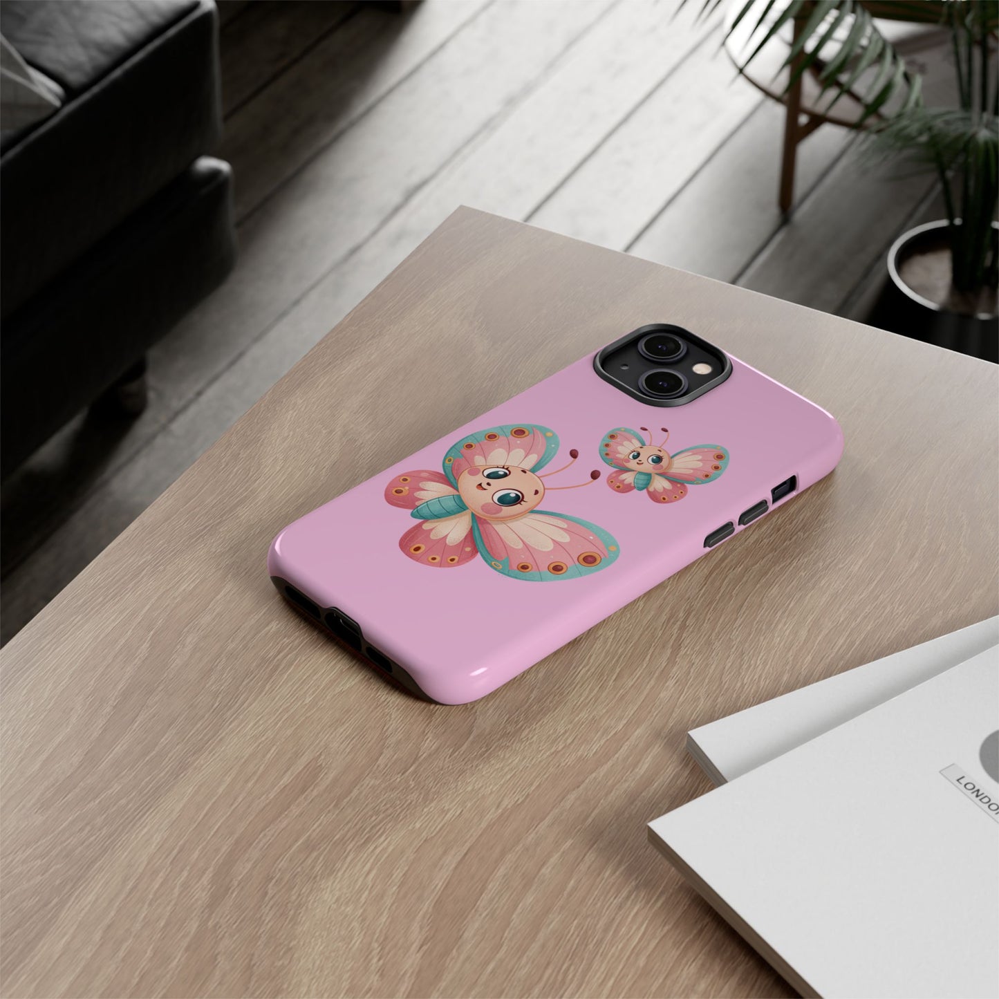 Cute Butterfly Phone Case, Tough Phone Cover, Girly Phone Accessory, Unique Gift for Her, Kids Phone Case, Floral Design Case