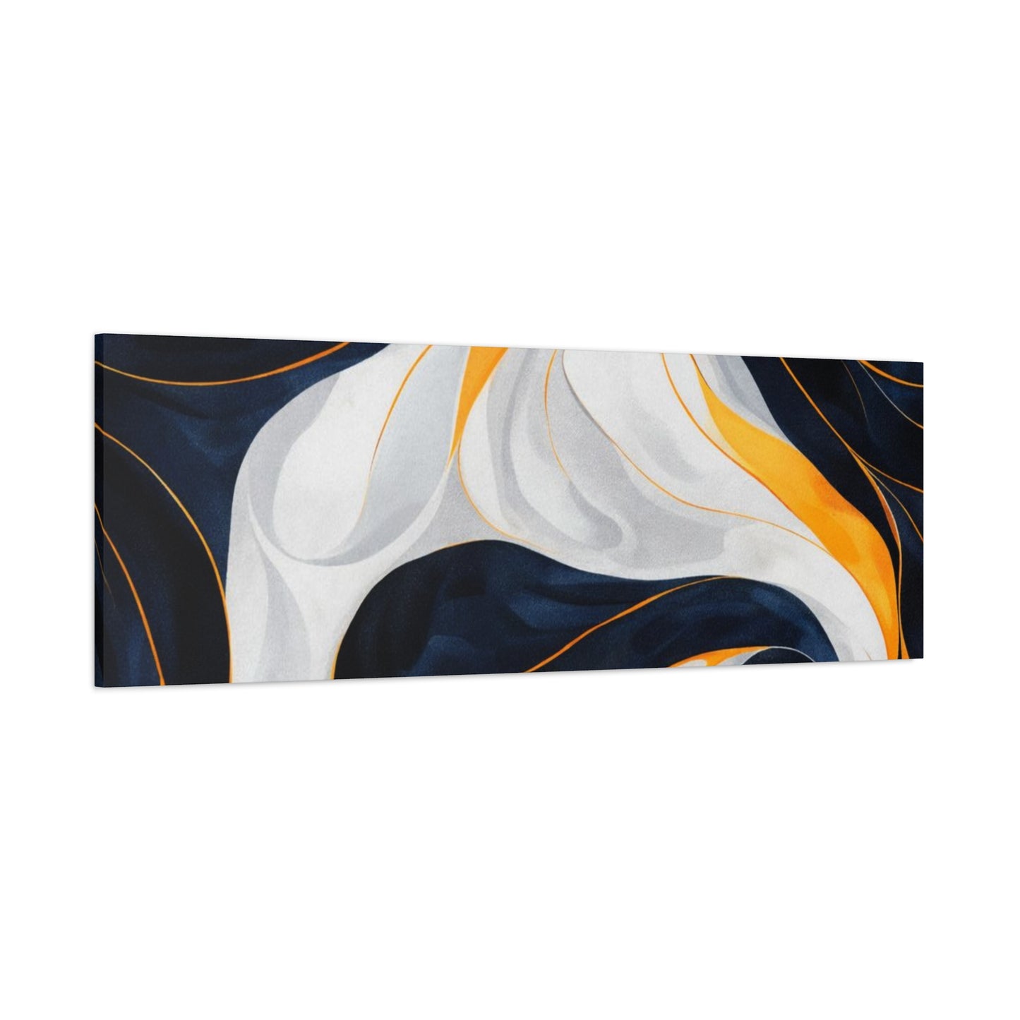Abstract Navy & Gold Swirl Matte Canvas Wall Art