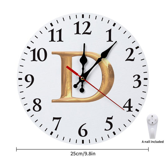 Modern Wooden Wall Clock - Letter D