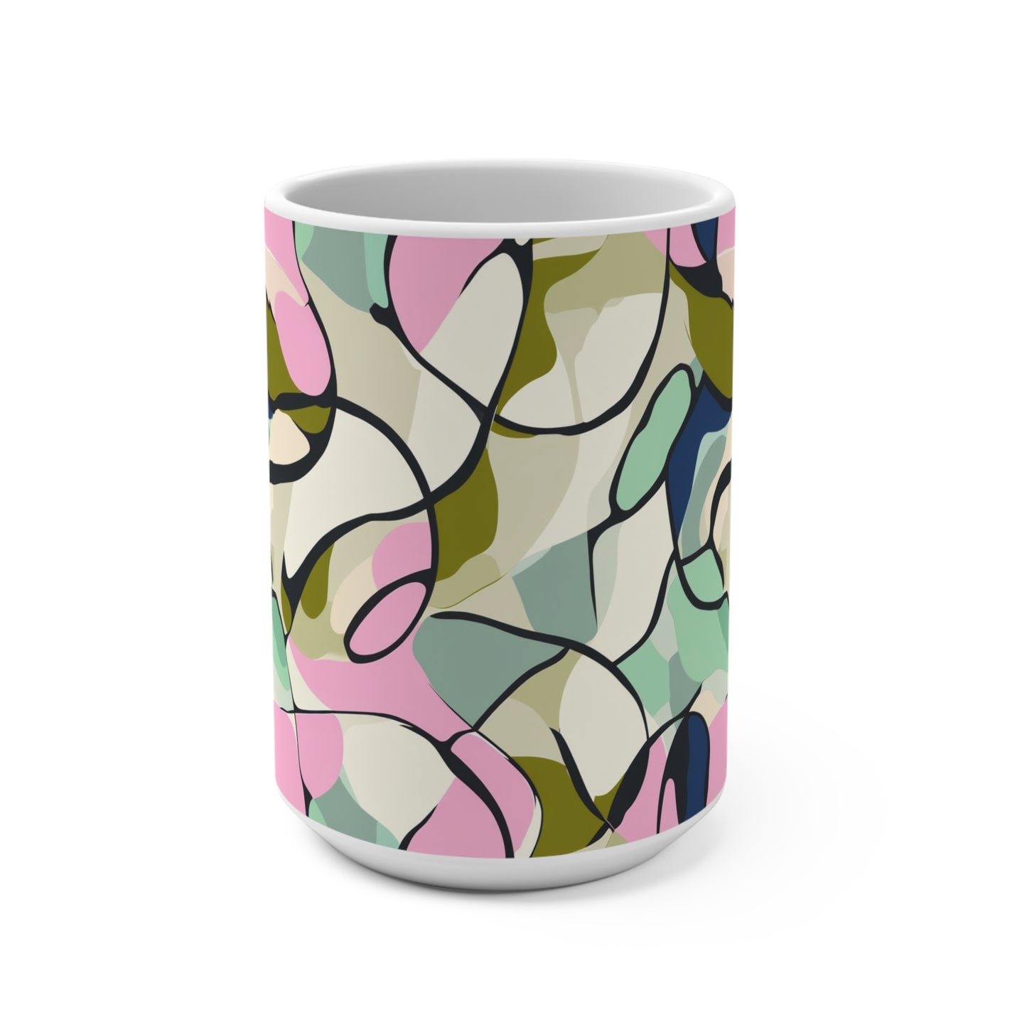 Abstract Floral Mug - 15oz Coffee Cup, Artistic Drinkware, Unique Home Decor, Gift for Her, Birthday, Art Lover