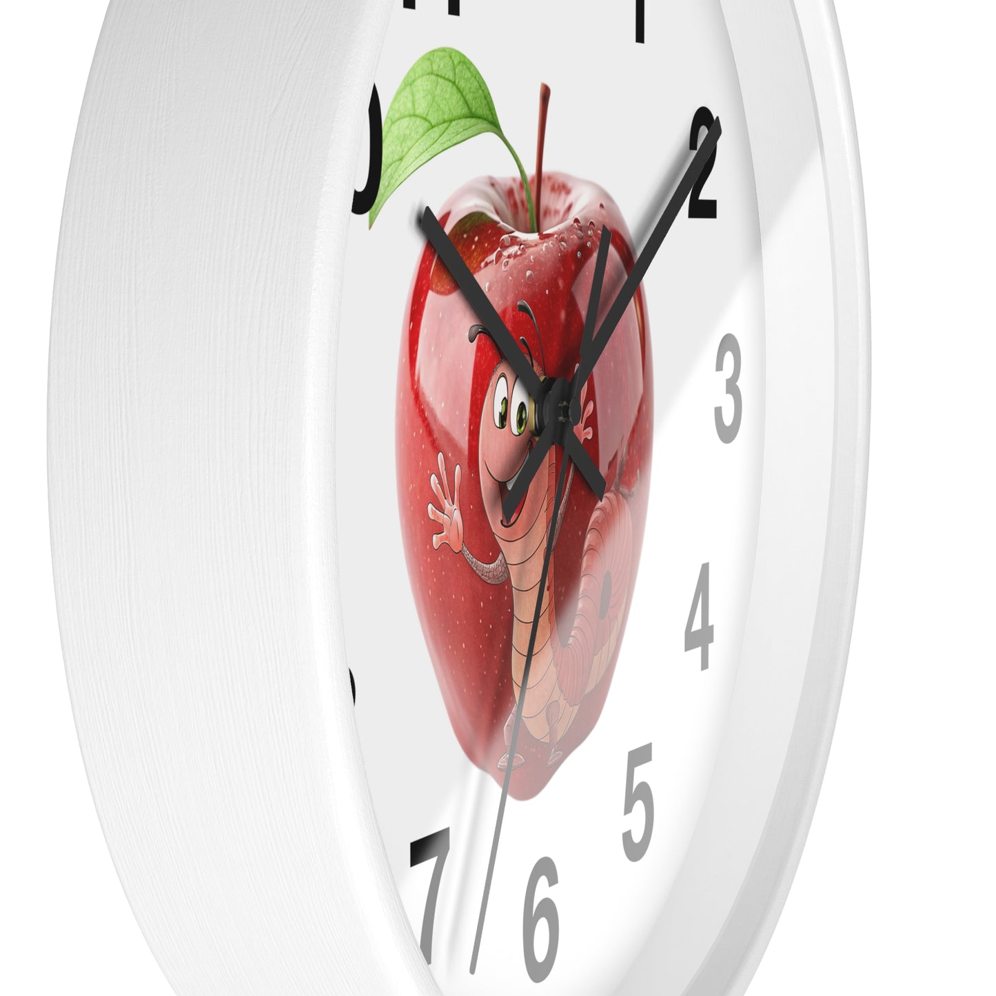 Whimsical Apple Wall Clock, Fun Kids Decor, Nursery Wall Accent, Tick Tock, Gift for Children, Playful Home Decor, Educational Timer