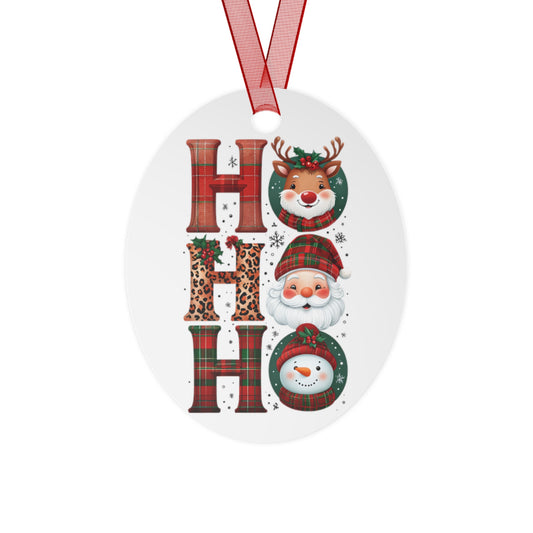 Festive Metal Ornaments, Personalized Holiday Decor, Christmas Tree Ornaments, Cute Ho Ho Ho Design, Unique Gift for Friends