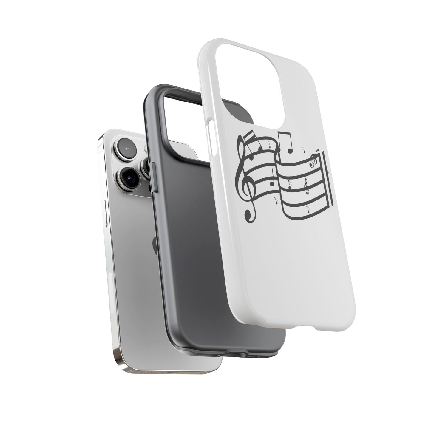 Musical Notes Phone Case — Black Treble Clef Music Staff Tough Case