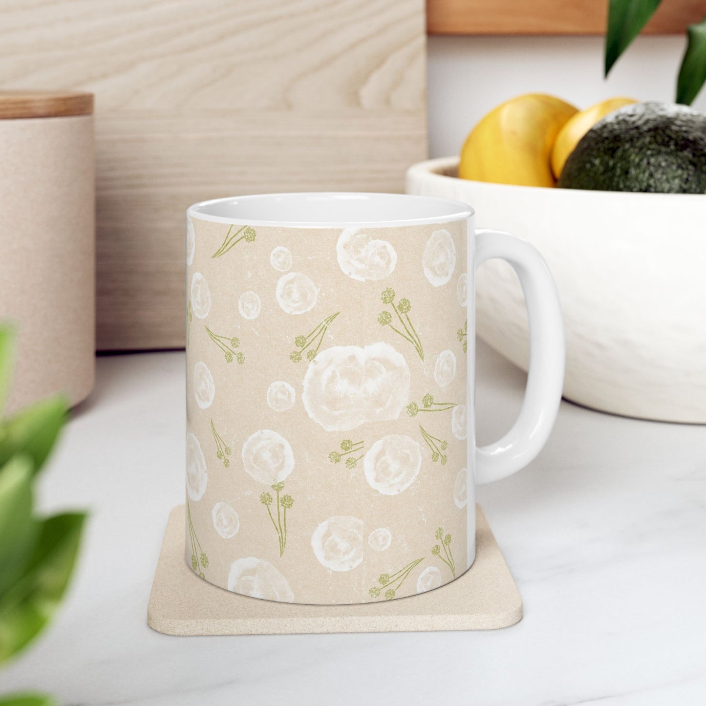 Floral Ceramic Mug - Perfect for Tea or Coffee, Gift for Her, Home Décor, Cozy Vibes, Mothers Day, Birthday