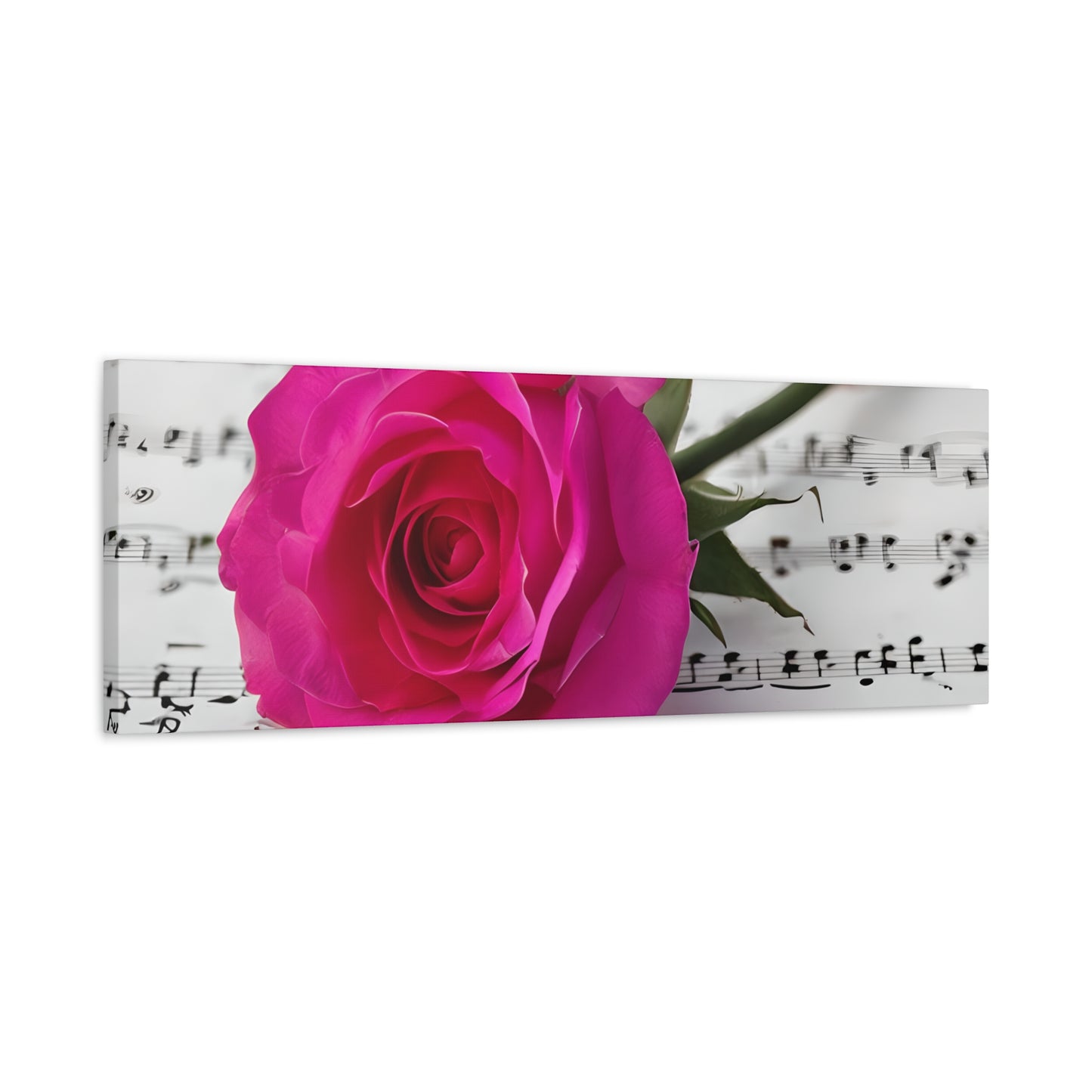 Stretched Canvas Art Print, Classic Rose on Sheet Music, Floral Wall Decor, Home Decoration, Gift for Music Lovers