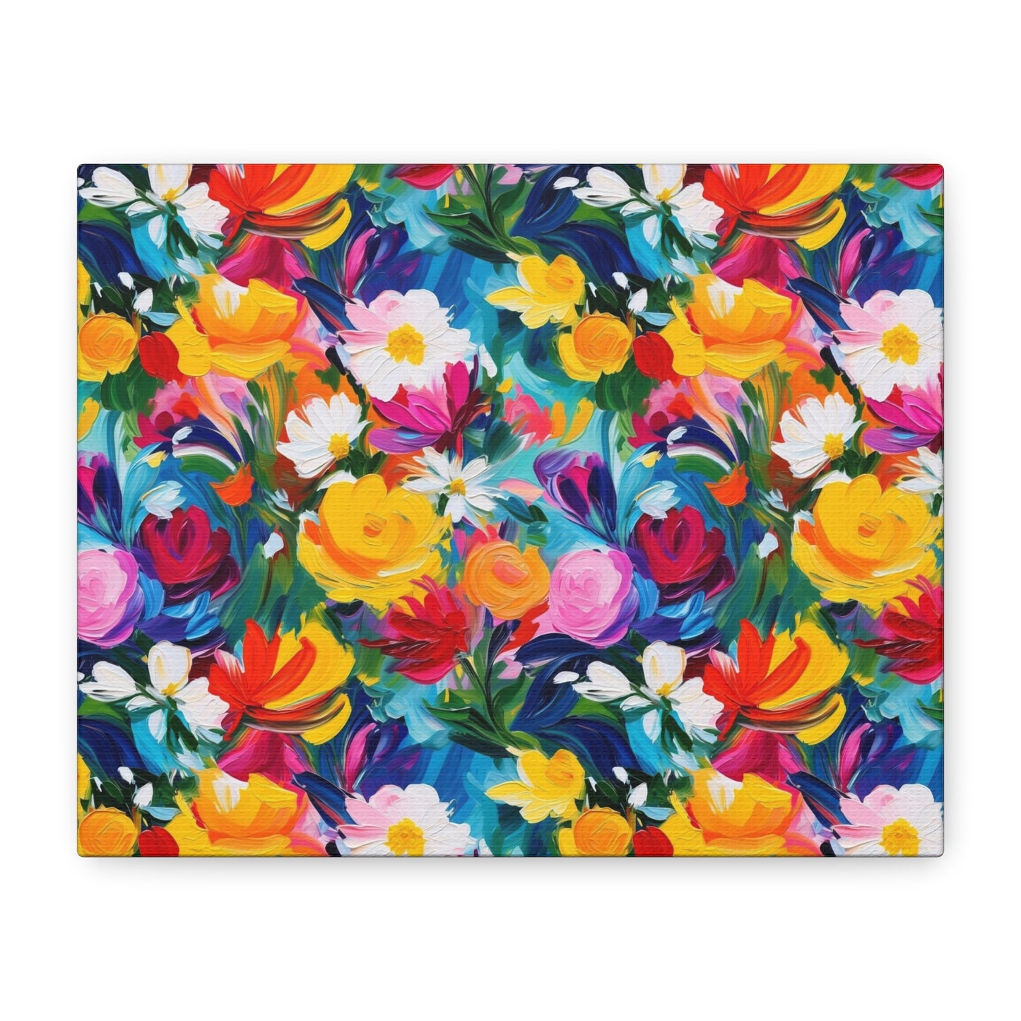 Vibrant Floral Matte Canvas Wall Art — Colorful Garden Print, Stretched 1.25"